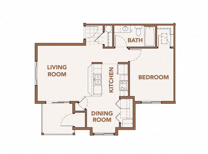 Copper Wood Apartments l 1x1 1x1 Apartments Floor Plan For Rent in Lacey, WA l Copper Wood Apts